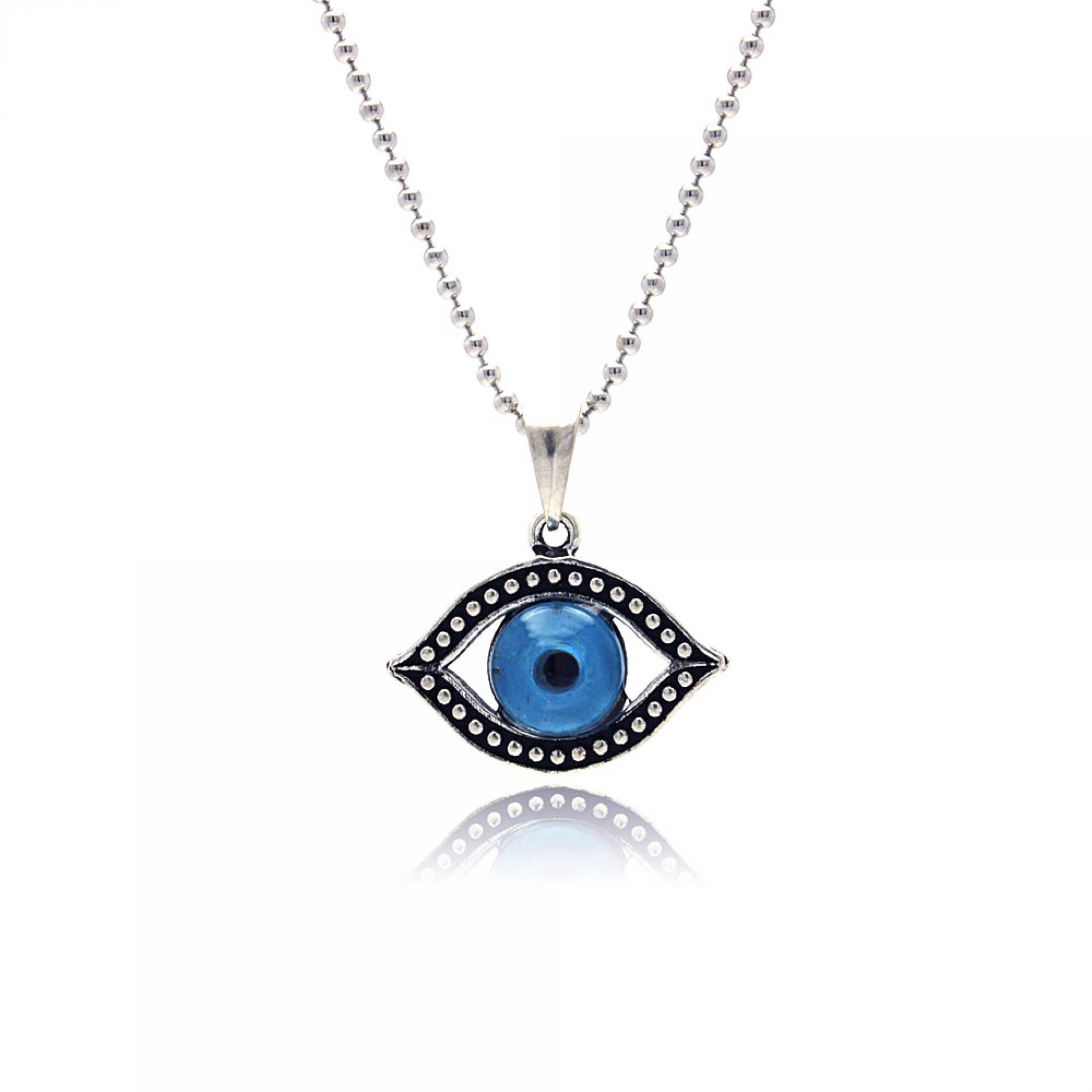 .925 Sterling Silver Blue Evil Eye Pendant