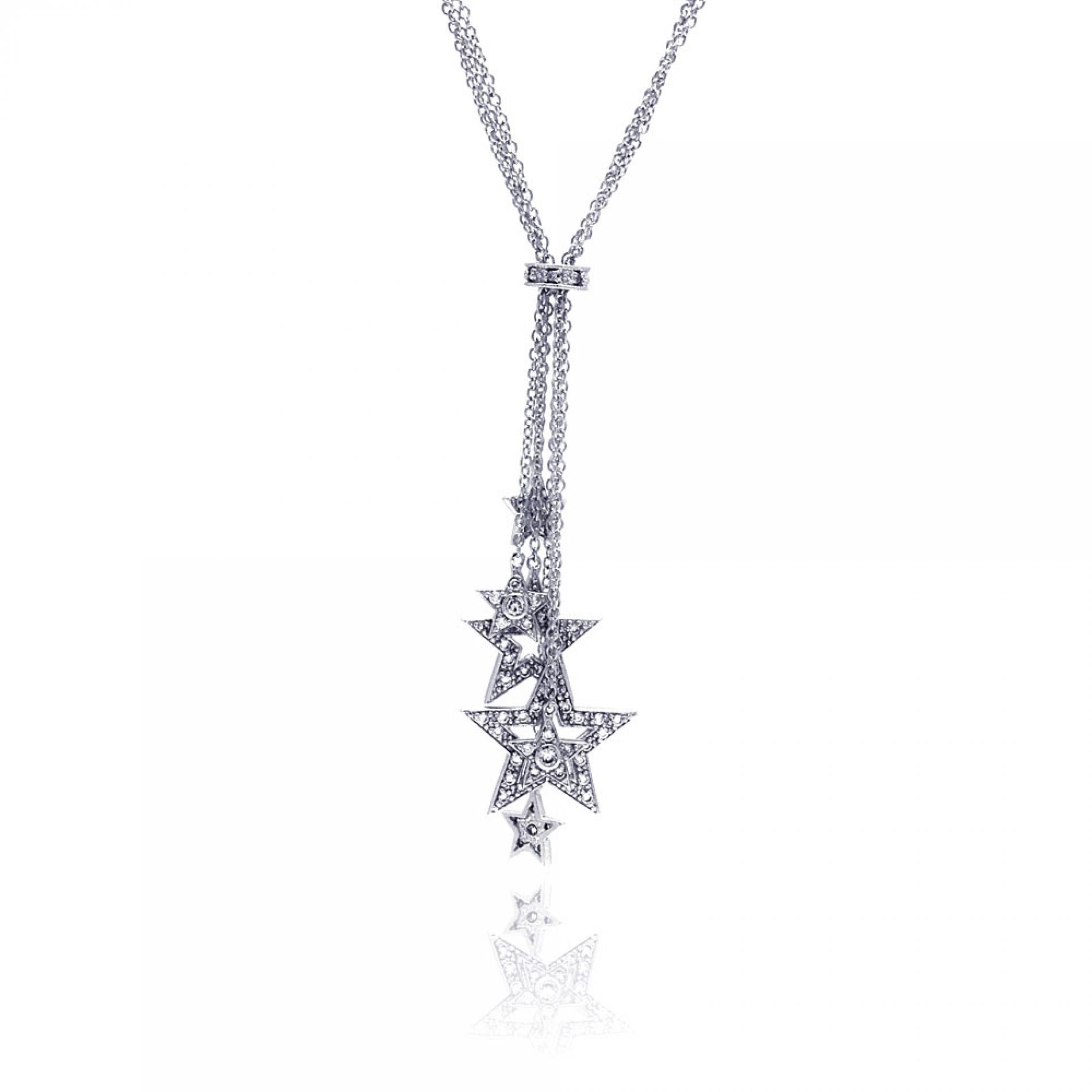 .925 Sterling Silver Cubic Zirconia Star Pendant Necklace