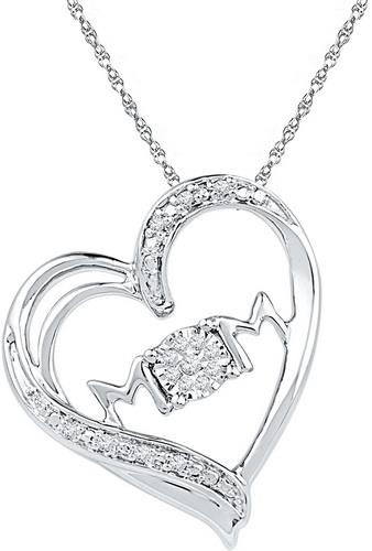 925 Sterling Silver 0.10 ctw Diamond Heart Pendant