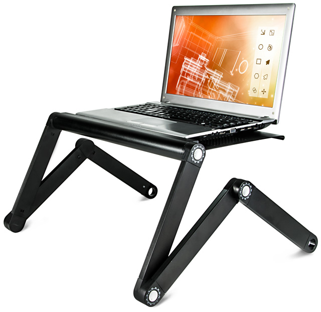 MI 7210 Mount It! Premium, Height Adjustable Vented Table, Computer Desk, Portable Bed Tray Book Stand Multifunctional & Ergonomic Design Dual Layer Tabletop Laptop / Notebook Tray