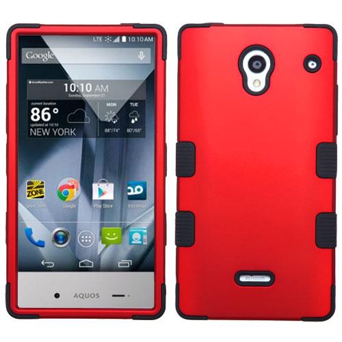 for Sharp Aquos Crystal Tuff Double Layer Cover Case. Red Black