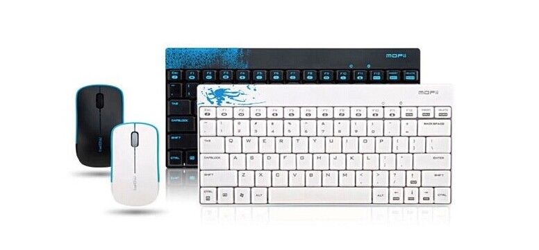 CORN Black Mini Cool Design Keyboard & Mouse With RF 2.4GHZ Wireless Connection by a USB Nano Receiver, and Buttons with arc Design and Water Proof Design