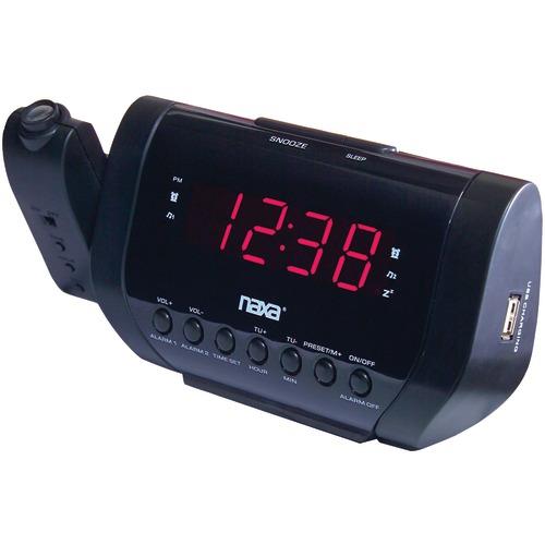 NAXA NRC 167 Projection Alarm Clock with USB Charger