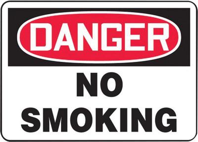 Accuform Signs 10" X 14" Black, Red And White 4 mils Adhesive Vinyl Smoking Control Sign "DANGER NO SMOKING"