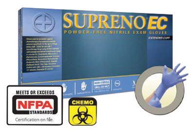 Microflex 2X Blue 9.645" Supreno EC 5.5 mil Nitrile Ambidextrous Non Sterile Medical Grade Powder Free Disposable Gloves With Textured Finger Tip Finish, Extended Beaded Cuff And Polymer Coating