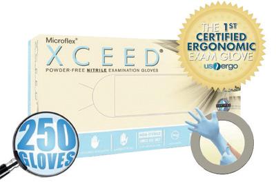 Microflex Medium Blue 9.448" Exceed 2.8 mil Latex Free Nitrile Ambidextrous Non Sterile Medical Grade Powder Free Disposable With Textured Finger Tip Finish