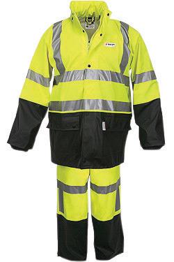 River City Garments 3X Fluorescent Lime And Black Luminator .4000 mm Polyester And Polyurethane Flame Resistant 2 Piece Rain Suit With 3M Reflective Stripe (Includes Jacket