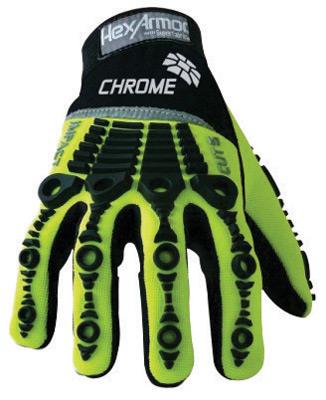 HexArmor Size 8 Hi Viz Green And Black Chrome Series Clute Cut SuperFabric And Synthetic Leather Reusable Cut Resistant Gloves With Elastic Cuff, SuperFabric Lined,