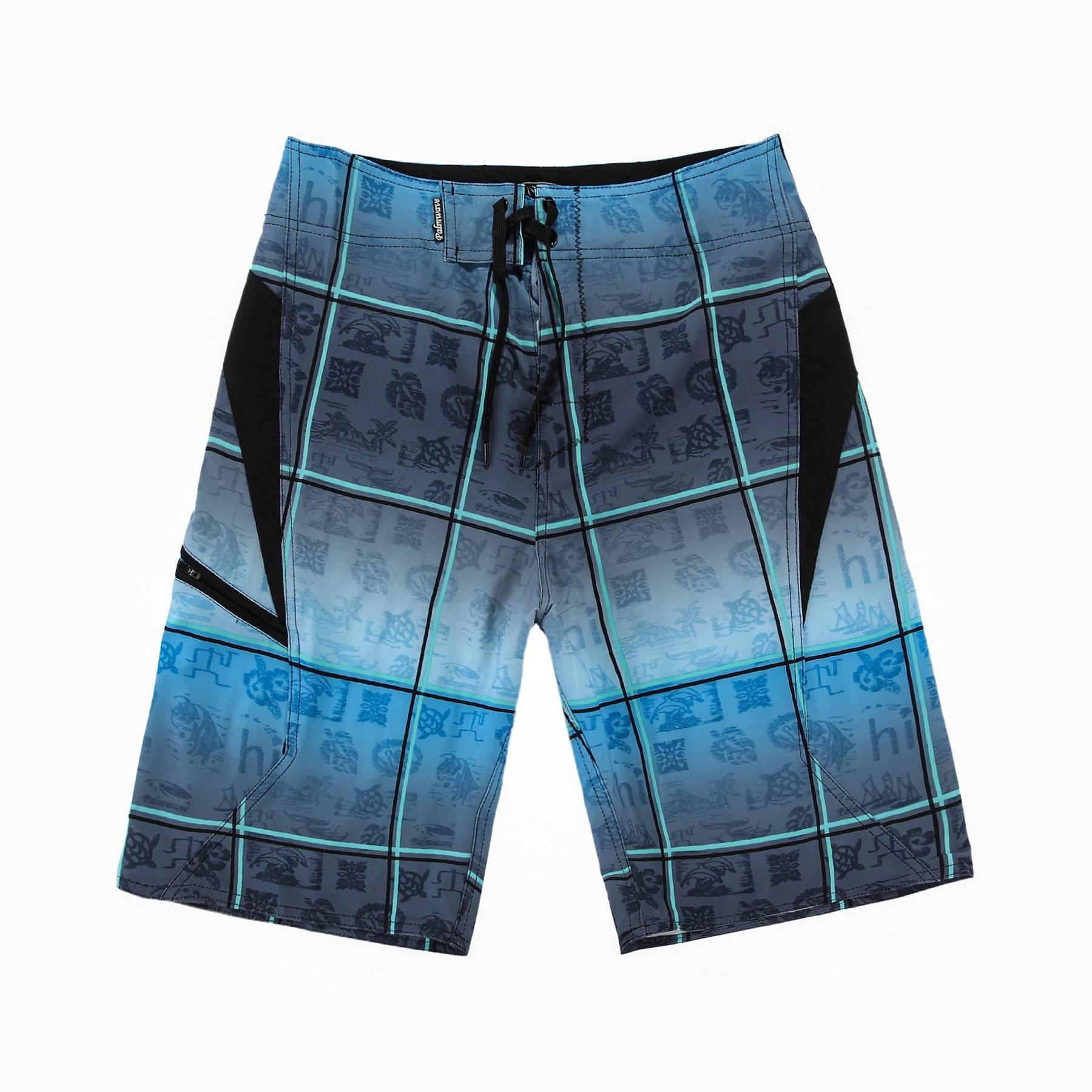 Men Board Shorts Spandex in Blue Turtle Print