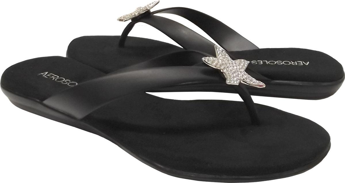 Aerosoles Beach Chlub Women US 5 Black Flip Flop Sandal