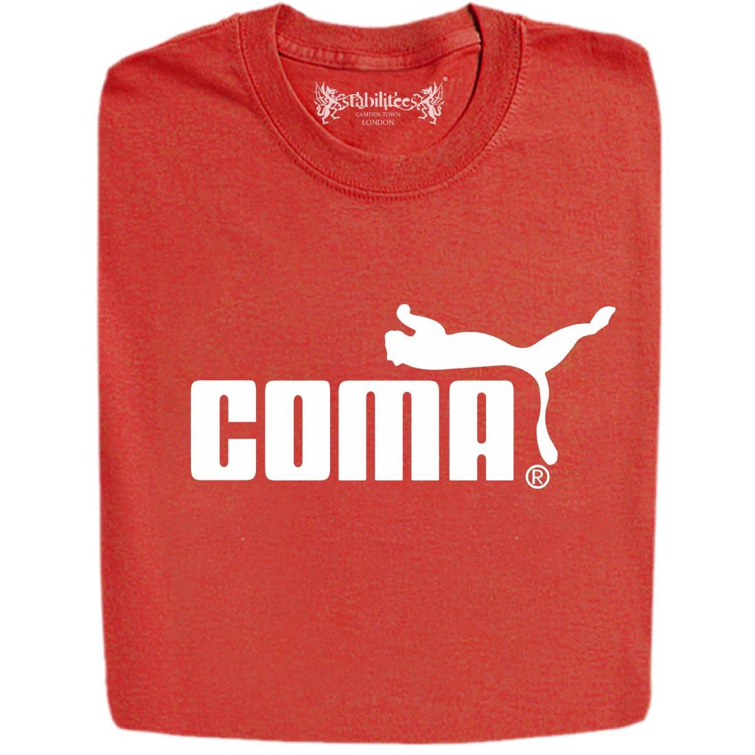 Stabilitees Funny Printed Mens T Shirts Puma in Coma