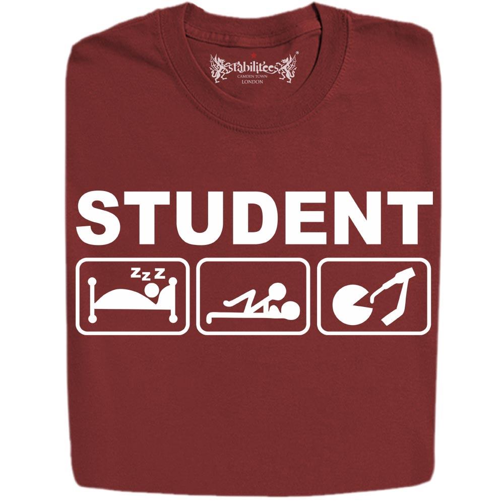 Stabilitees Funny Printed Mens T Shirts Student's Life