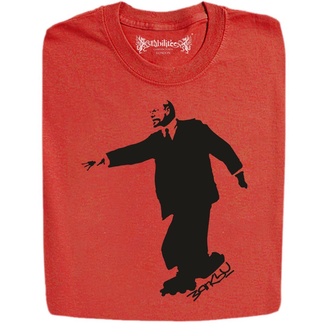 Stabilitees Banksy Stencil Street Art Lenin on Roller Blades Mens T Shirts