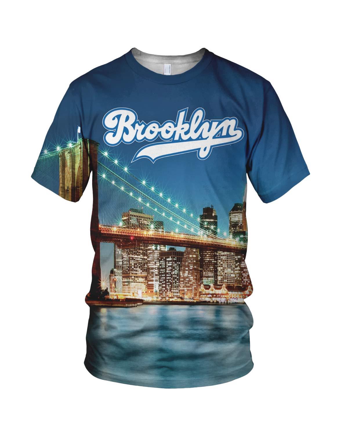 NYC Brooklyn Bridge Men's Fashion T Shirt, White, XXL