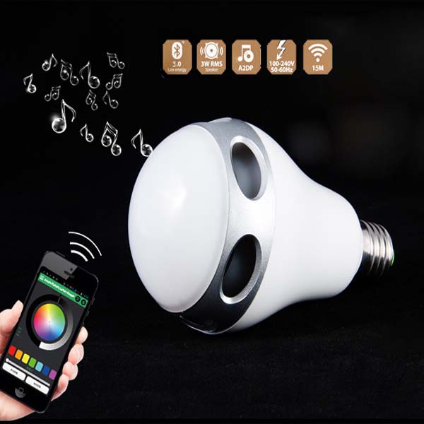 Wireless Bluetooth 3.0 Smart LED Light Bulb Speaker   App For Android + IOS Smart Devices,iPhone/ iPad/ iPod and Android devices, E27 Screw Base,