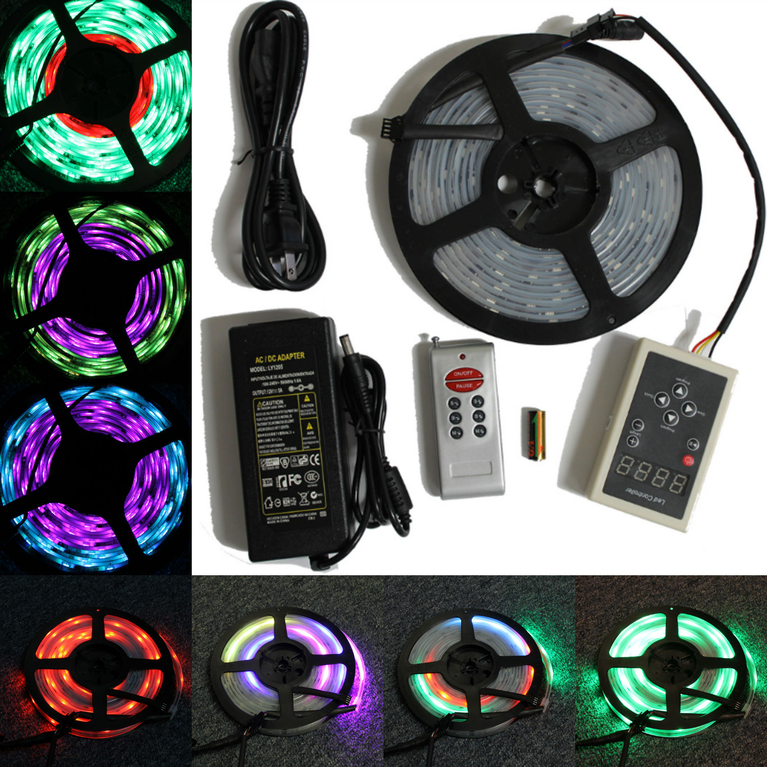 LED4everything (TM) 5M 16.4ft RGB 133 Dream color 5050 6803 IC Waterproof LED Strip + Remote + Power