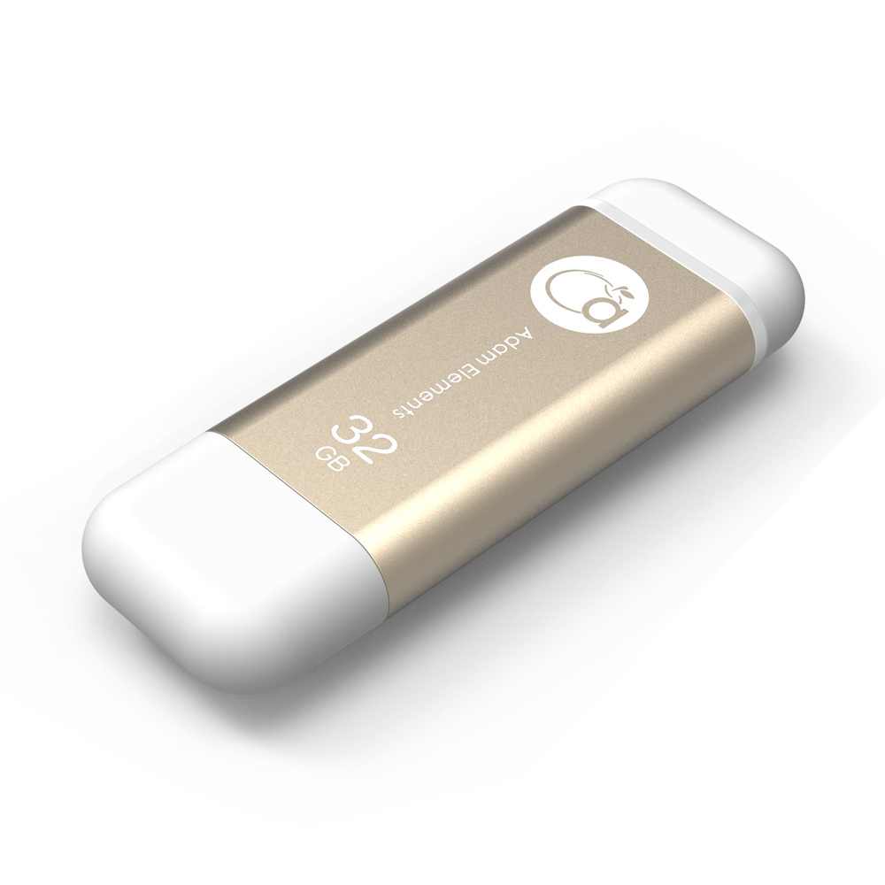 Adam Elements 32GB iKlips Lightning USB 3.0 Dual Interface Flash Drive   Gold   ADRAD32GIKLGD