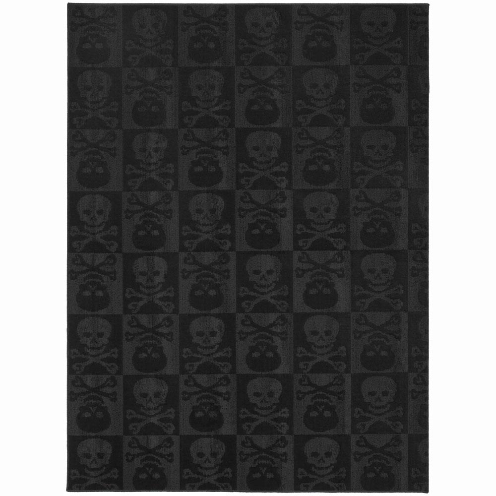 Jolly Roger Black Area Rug (5' x 7')