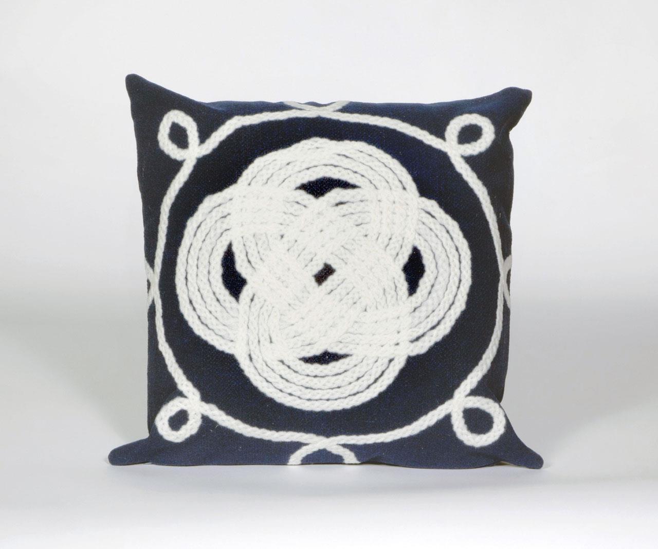 Ornamental Knot Navy 20" Square Indoor Outdoor Pillow