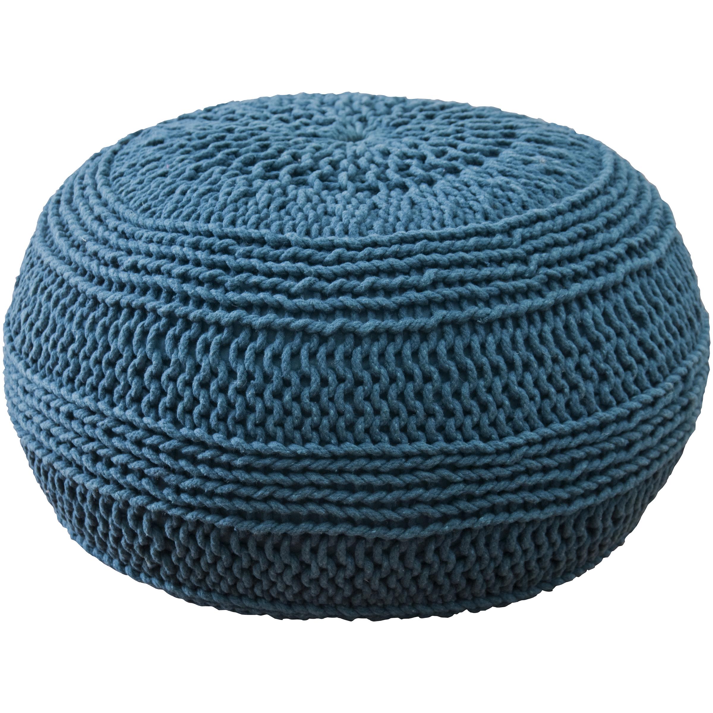 Contemporary Blue Pouf (14"x20")