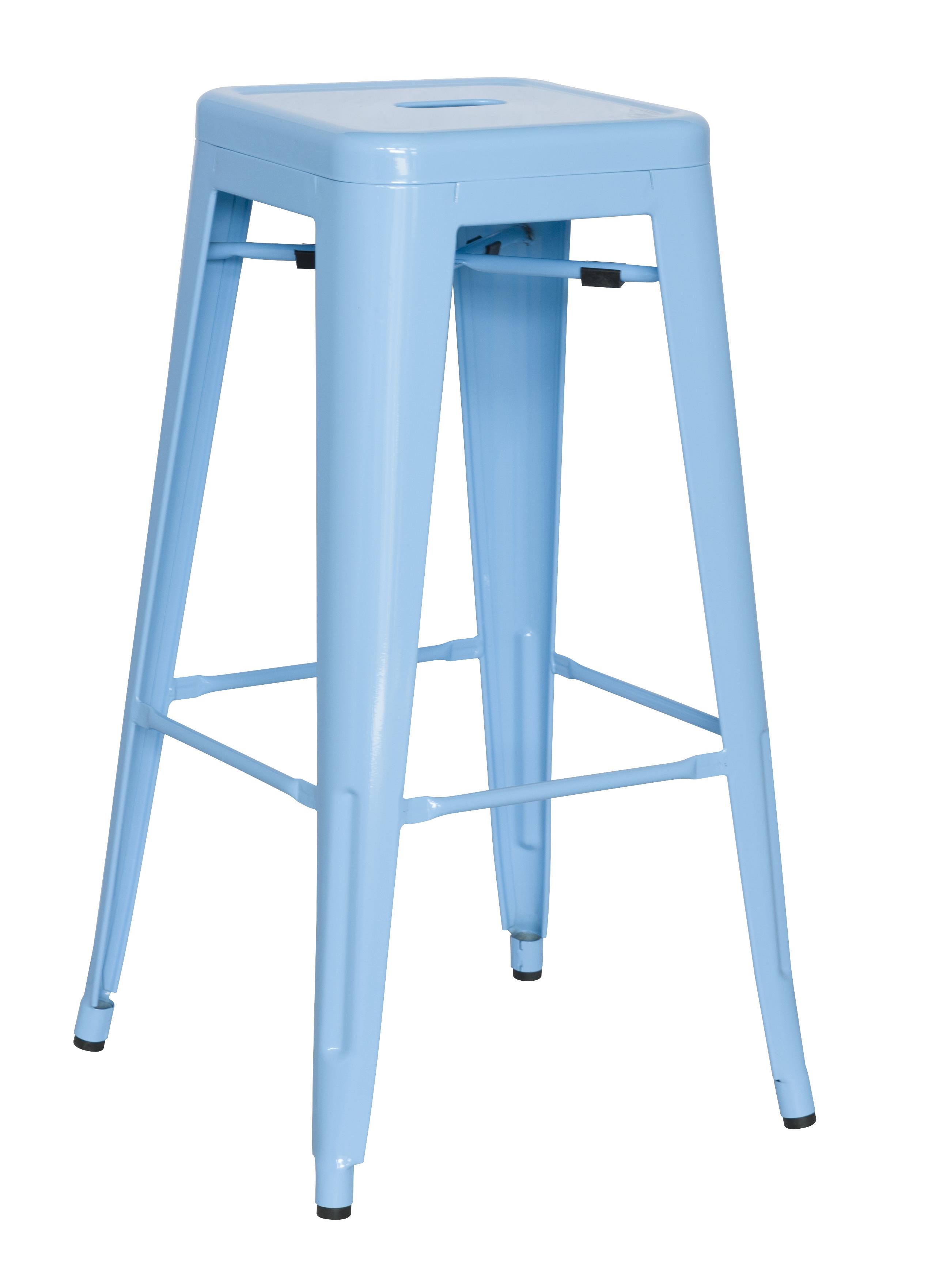 Blue Galvanized Steel Bar Stool (Set of 4)