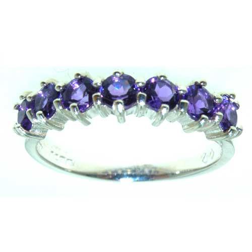 9K White Gold Womens Amethyst Anniversary Eternity Ring   Size 4.75   Finger Sizes 4 to 12 Available