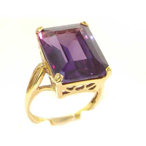 Luxury Solid Yellow 9K Gold Large 16x12mm Octagon cut Synthetic Alexandrite Ring   Size 11.5   Finger Sizes 5 to 12 Available