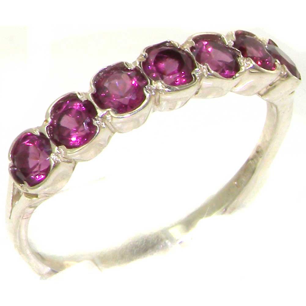 Luxury Solid Sterling Silver Vibrant Natural Pink Tourmaline Eternity Ring   Size 5.75   Finger Sizes 4 to 12 Available