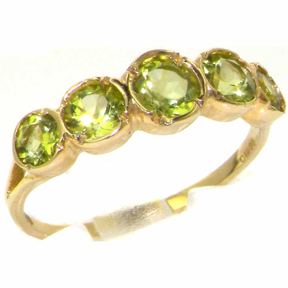 Solid 18K Yellow Gold Natural Peridot Eternity Band Ring    Size 5   Finger Sizes 4 to 12 Available