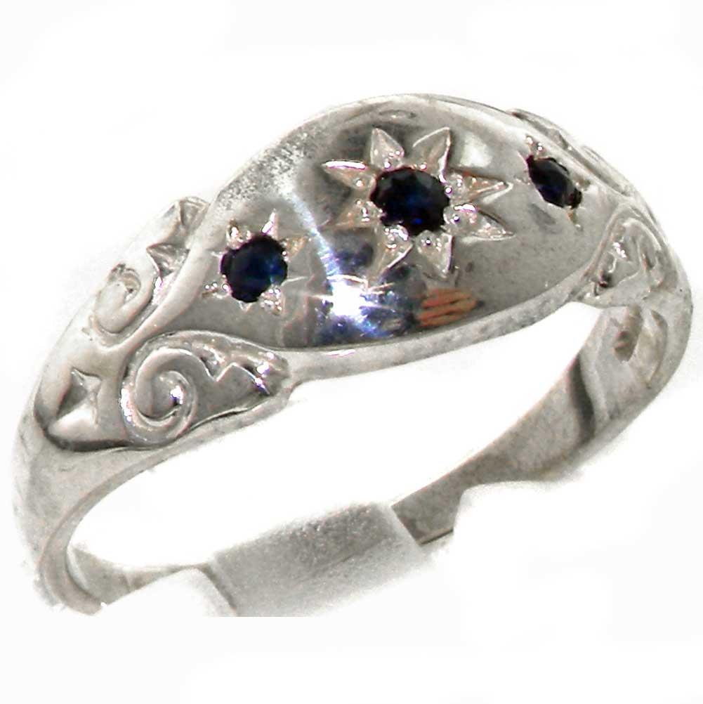 925 Solid Sterling Silver Natural Sapphire Antique style Gypsy band Ring   Size 5.75   Finger Sizes 4 to 12 Available