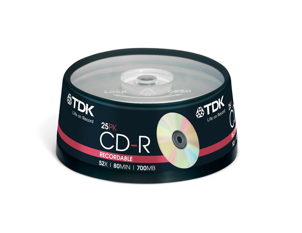 TDK CD R 80 Spindle 25 CDR recordable discs cd r 80min blank media