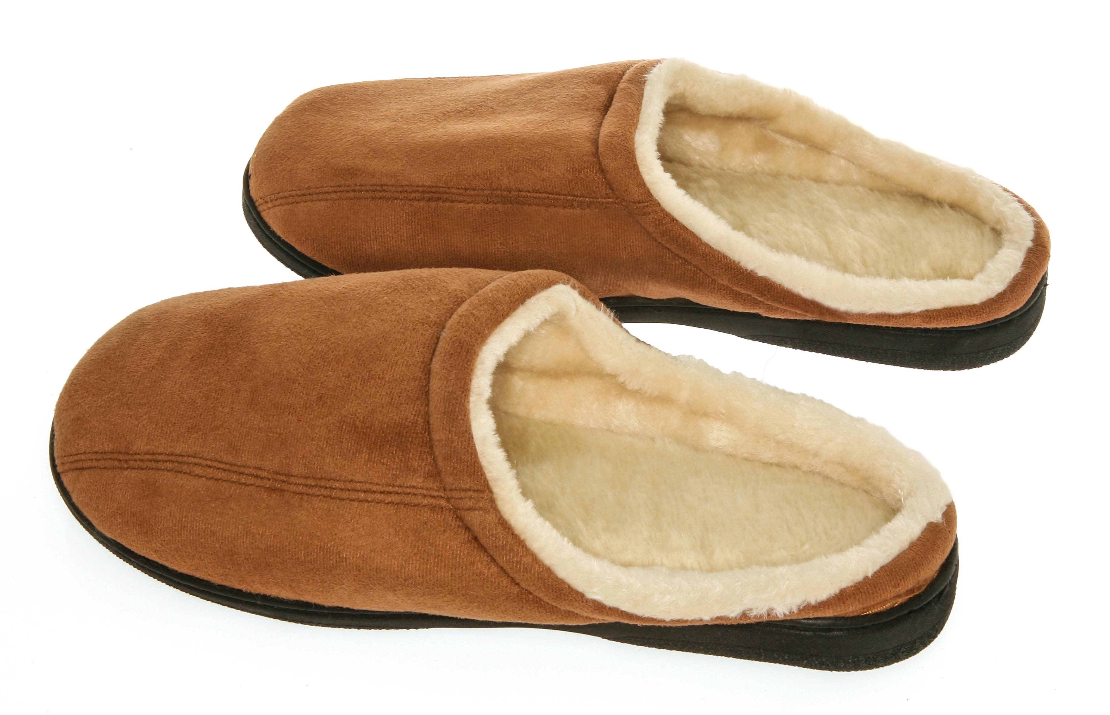 Male memory foam Slippers   Camel Suede with wool fleece lining 11 12