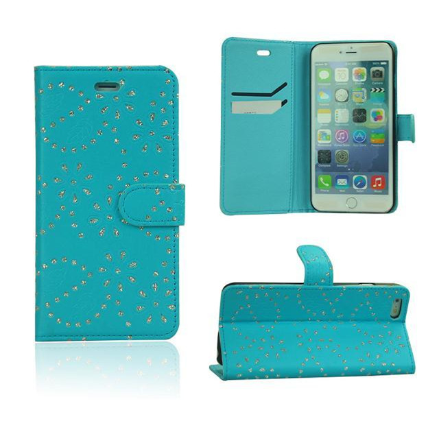 For iphone 6 Plus 5.5" Diamond Palace Flower Pattern Horizontal Flip Leather Case with Credit Card Slots Holder for iphone 6plus 5.5inch Hot!!!