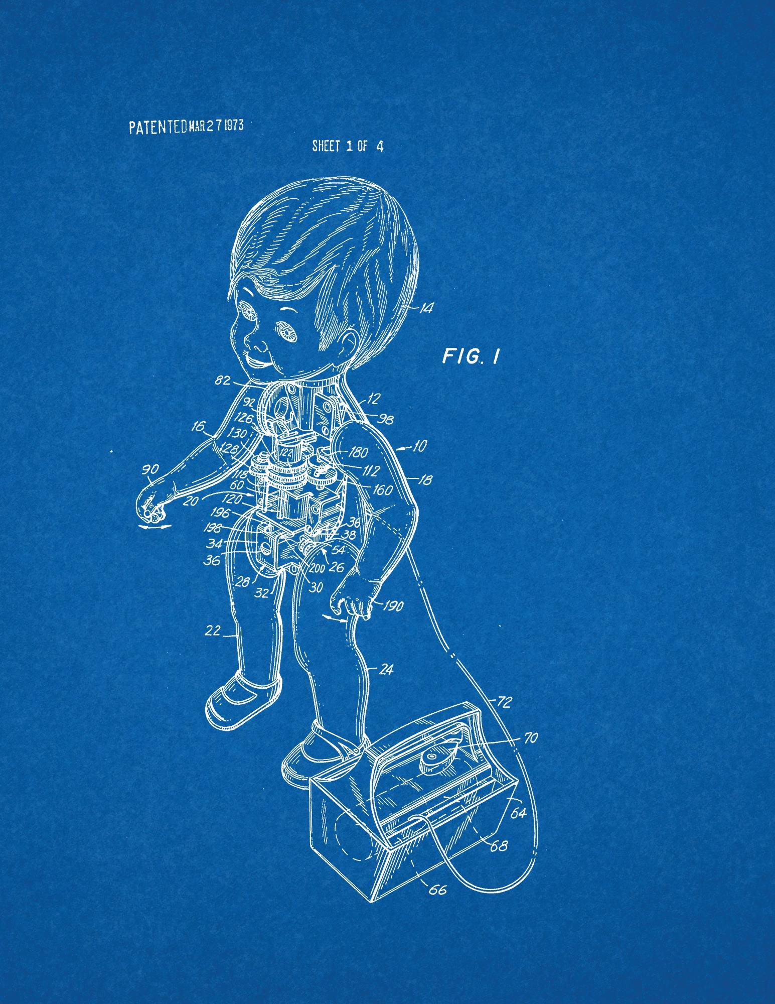 Housekeeping Doll Having Motor Patent Art Blueprint