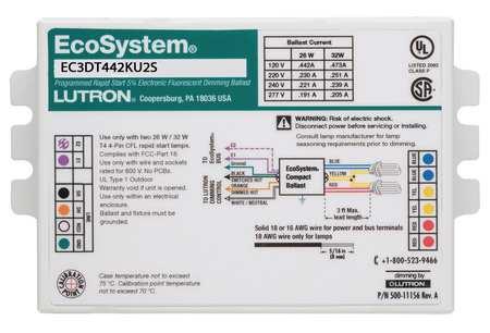 4 9/10" Dimming Ballast, Lutron, EC3DT442KU2S