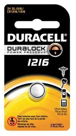 DURACELL DL1216BPK Coin Cell, 1216, Lithium, 3V