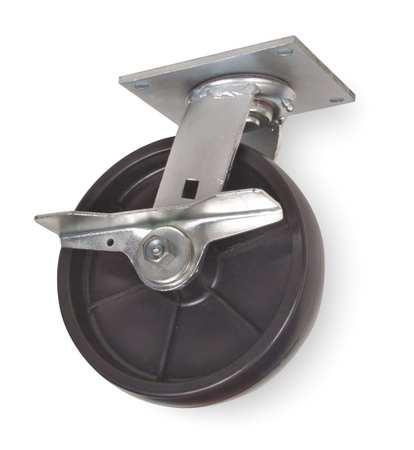 1NVN8 Swivel Plate Cstr w/Brke, 750 lb, 5 In Dia