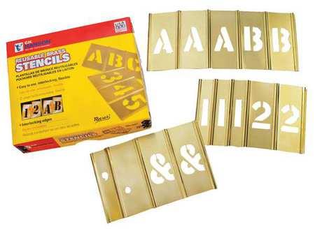 C.H. Hanson   10151   Stencil Kit, A Z, 0 9, $, & and Punctuation, 2, Brass, 1 EA