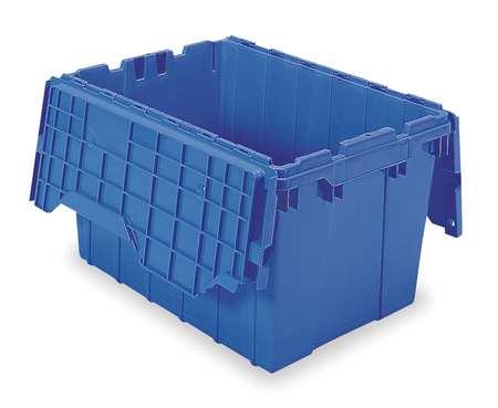 Blue Attached Lid Container, 12 gal Capacity, 39120BLUE, Akro Mils