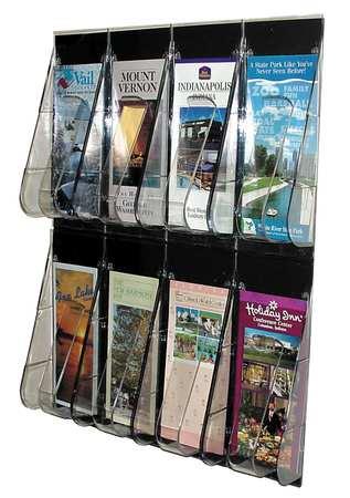 DEFLECTO 56201GR Leaflet Holder, 8 Compartments, Clear