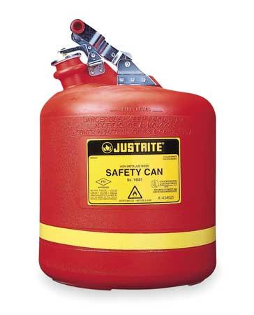 JUSTRITE 14561 Type I Safety Can, 5 gal., Red, 16In H