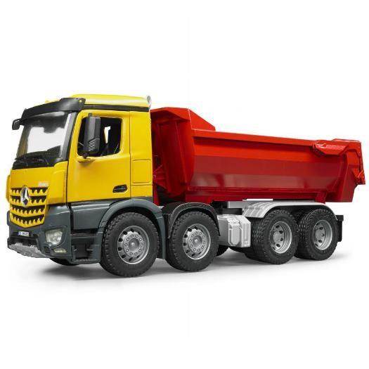 Mercedes Benz Halfpipe Dump Truck Red & Yellow Vehicle Toy Bruder Trucks 03623