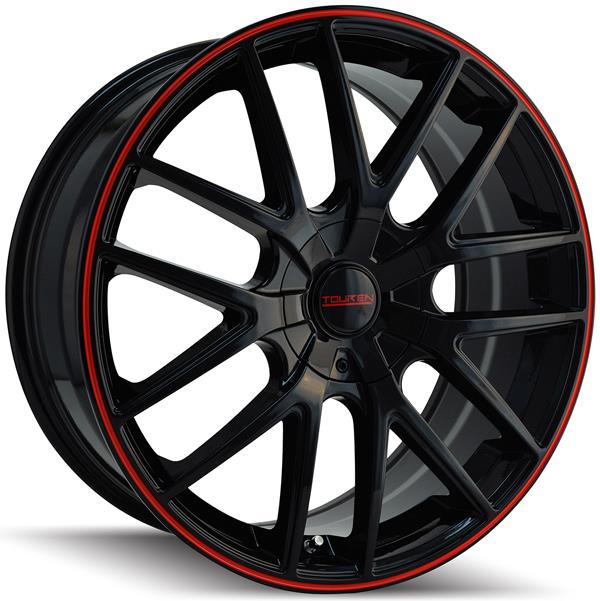 Touren TR60 18x8 5x110/5x115 +40mm Black/Red Wheel Rim 