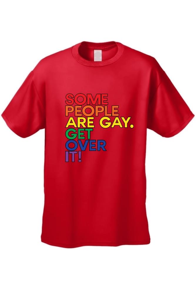 Men's LGBT "Some People Are Gay. Get Over It!" RED Short Sleeve T shirt (4XL)