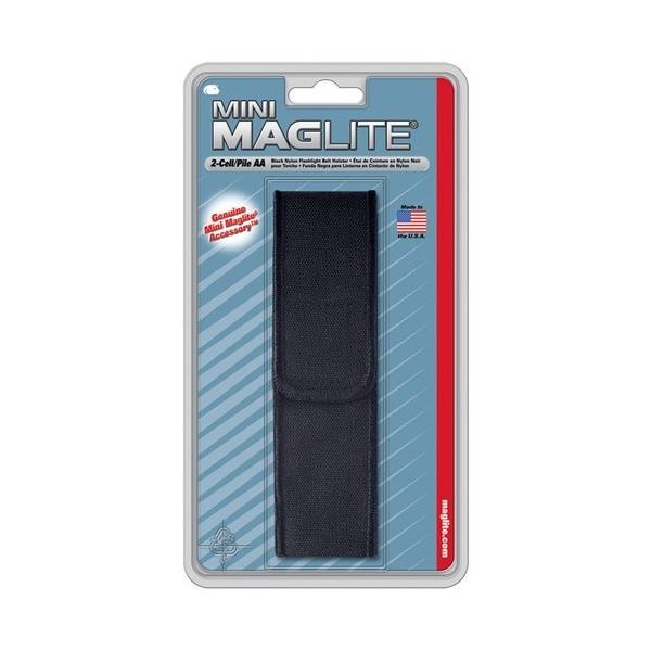 Mini Maglite AA nylon holster   Black   velcro full flap closure