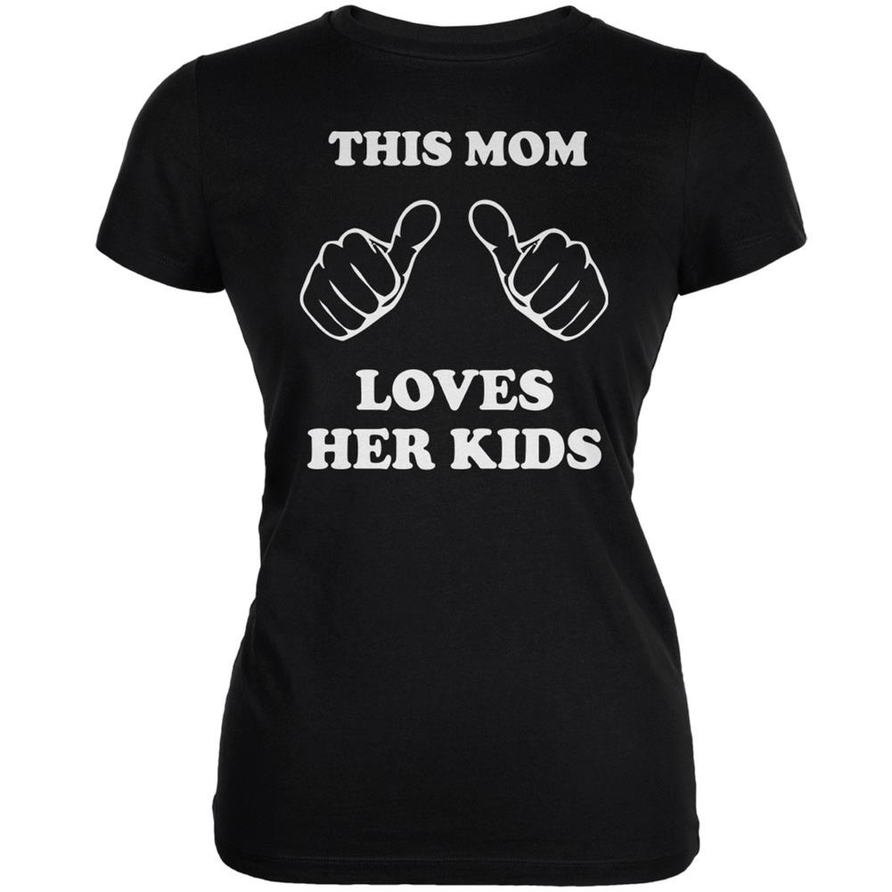Mother's Day   This Mom Loves Her Kids Black Juniors Soft T Shirt