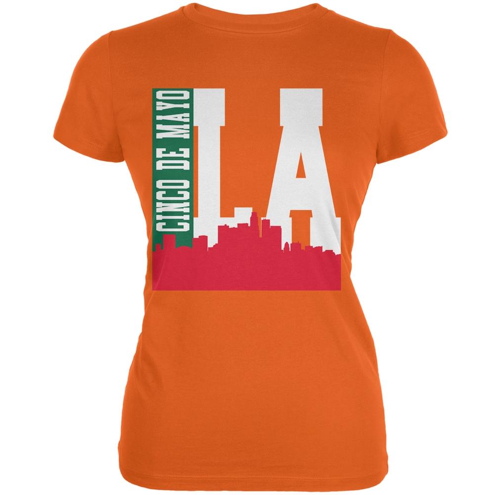 Los Angeles Cinco De Mayo Sky Line Orange Juniors Soft T Shirt