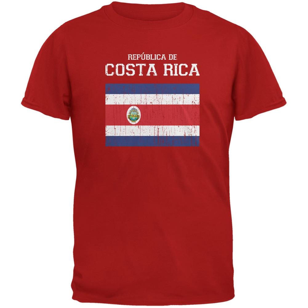 World Cup Distressed Flag Republica de Costa Rica Red Adult T Shirt
