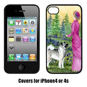 Lady with her Norwegian Elkhound Cell Phone cover IPHONE4