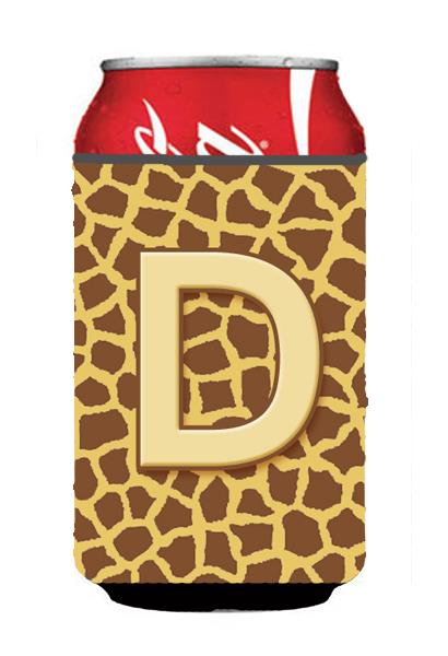 Letter D Initial Monogram   Giraffe Can or Bottle Beverage Insulator Hugger